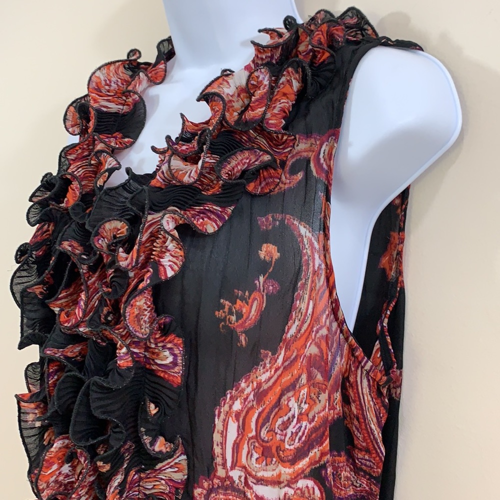 Sere Nade Front Ruffled Button Up Semi Sheer Shirt - Picture 3 of 9